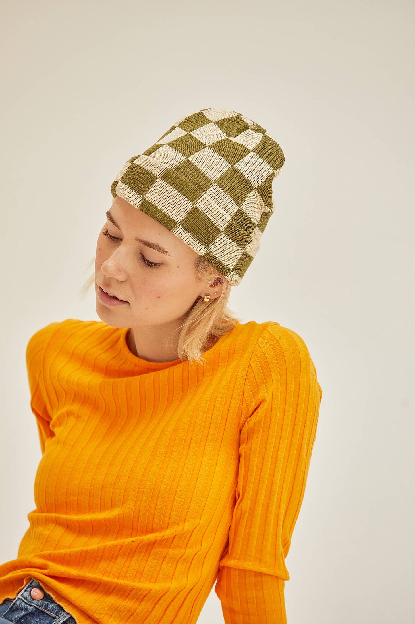 Checkerboard Hemp Beanie