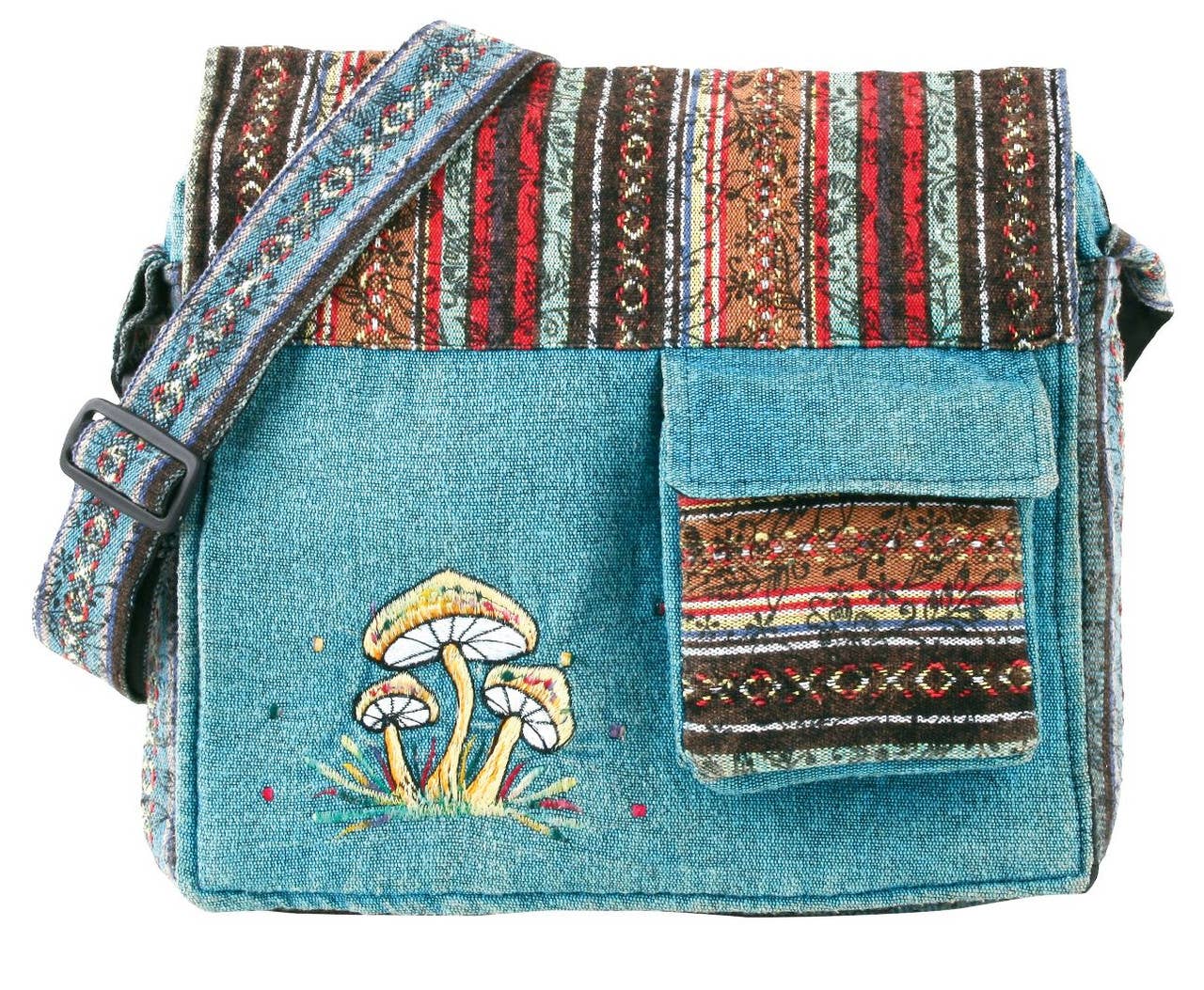 Road Trip Cotton Mushroom Embroidery Crossbody Bag