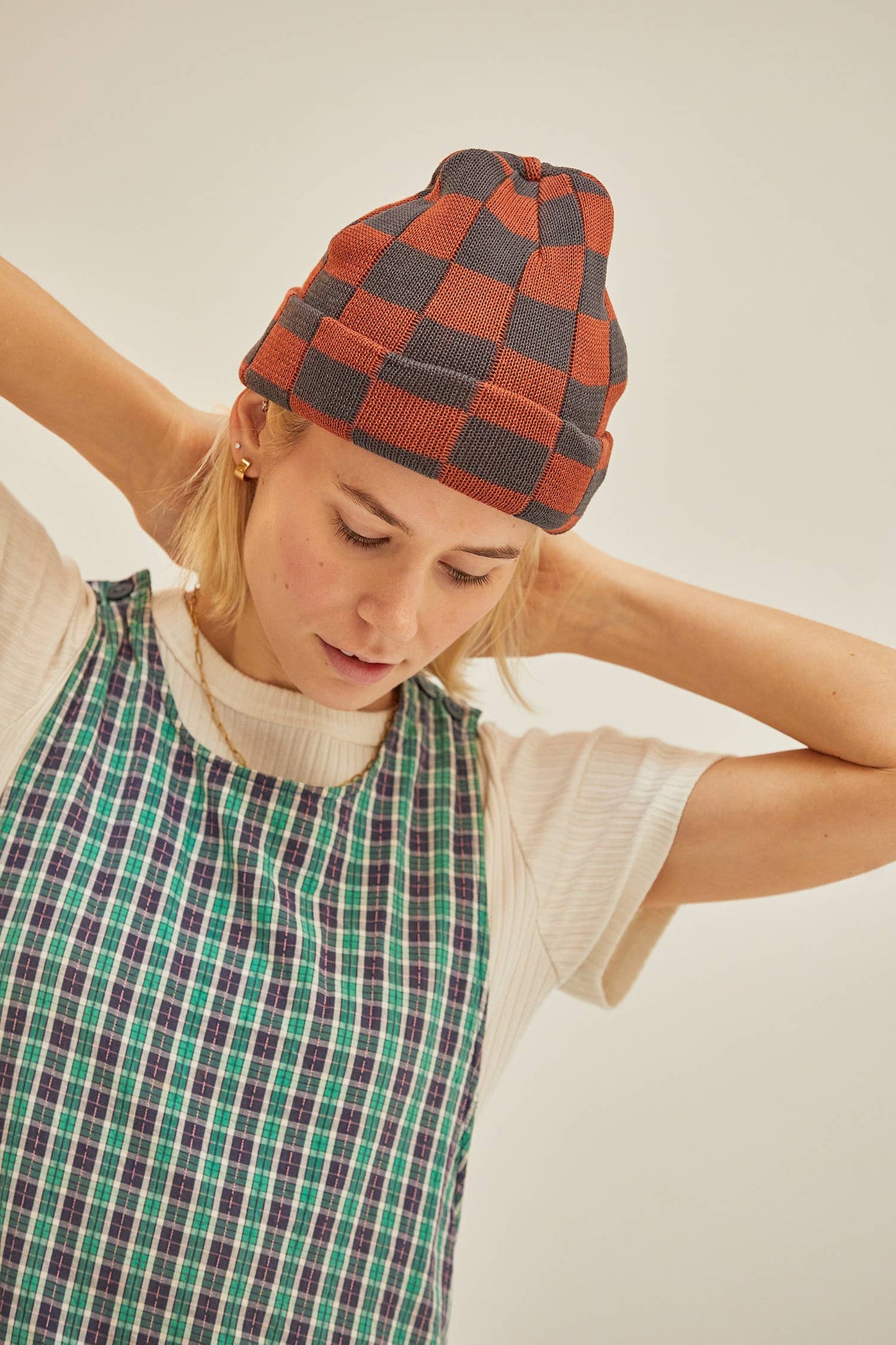 Checkerboard Hemp Beanie