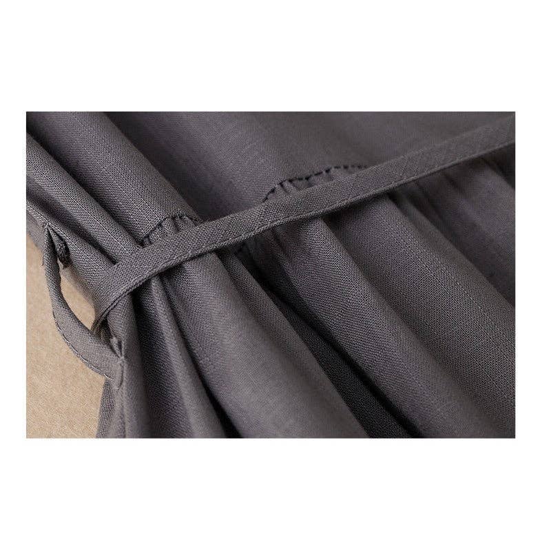 Women's Cotton & Hemp Lace-Up Solid Color Midi Dress