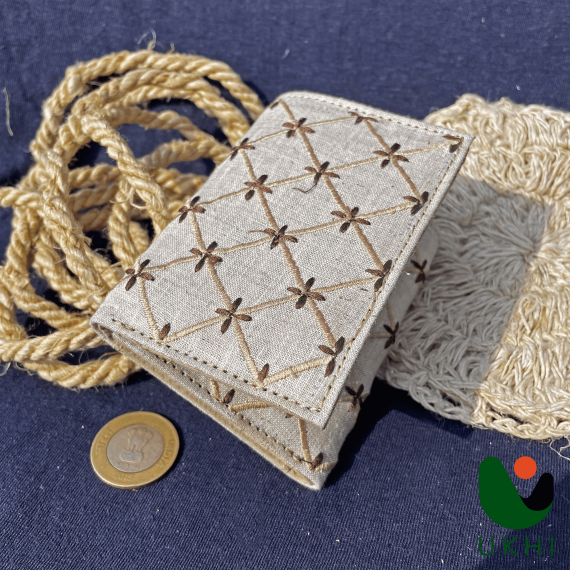 THTEESLLC Hemp Wallet Embroidered Tan