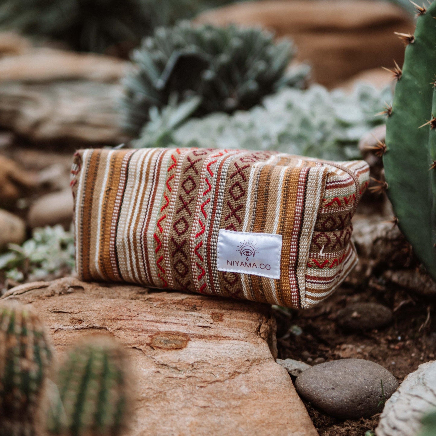 Hemp Pouch - Brown Patterned