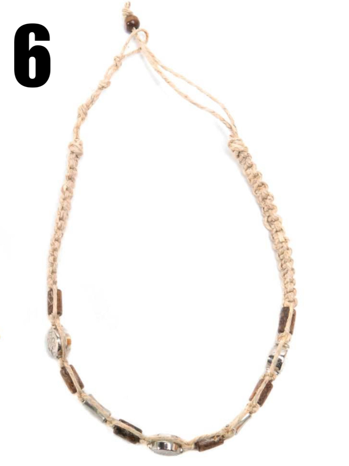 Hemp Necklace With Metal Beads