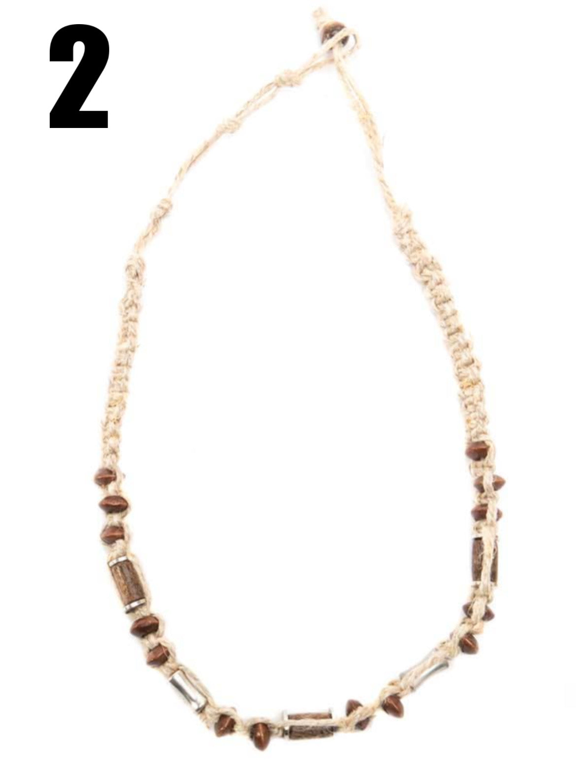 Hemp Necklace With Metal Beads