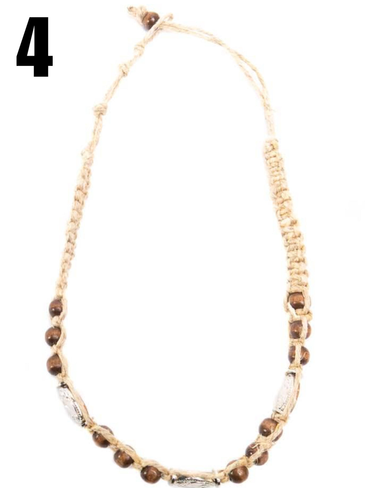 Hemp Necklace With Metal Beads