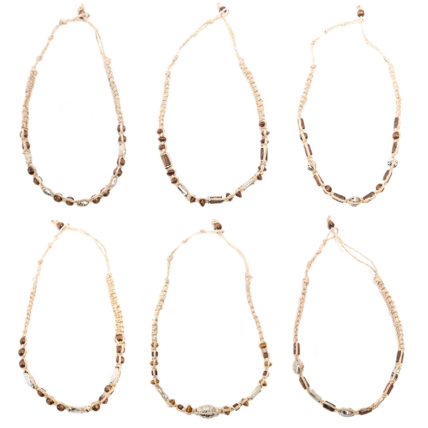 Hemp Necklace With Metal Beads