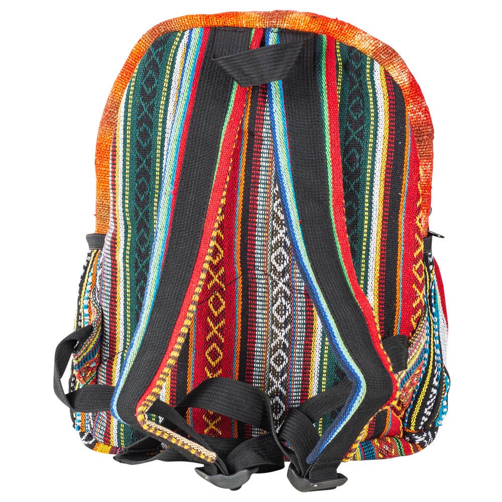 HEMP MINI BACKPACK WITH RAINBOW AND MUSHROOM