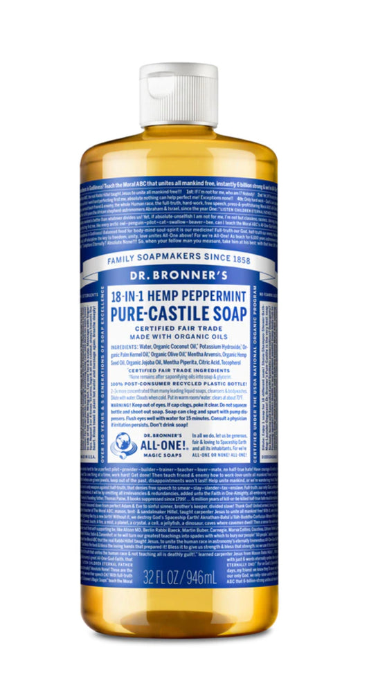 Dr Bronners Peppermint Hemp 18-in-1 Pure Castile Soap