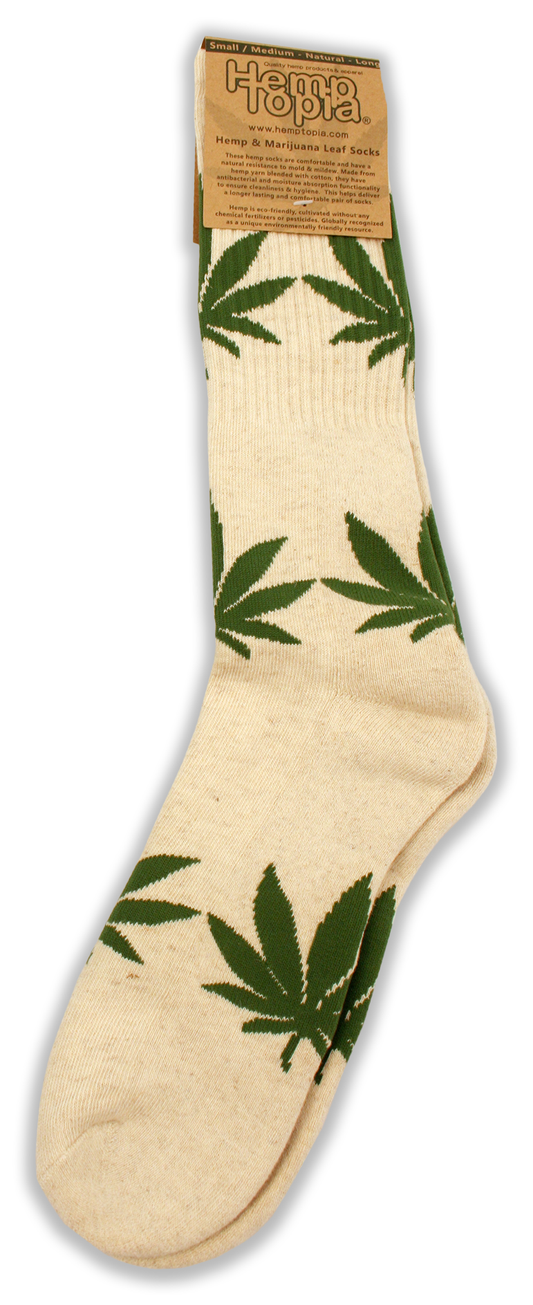 Beige Socks, Leaf Pattern