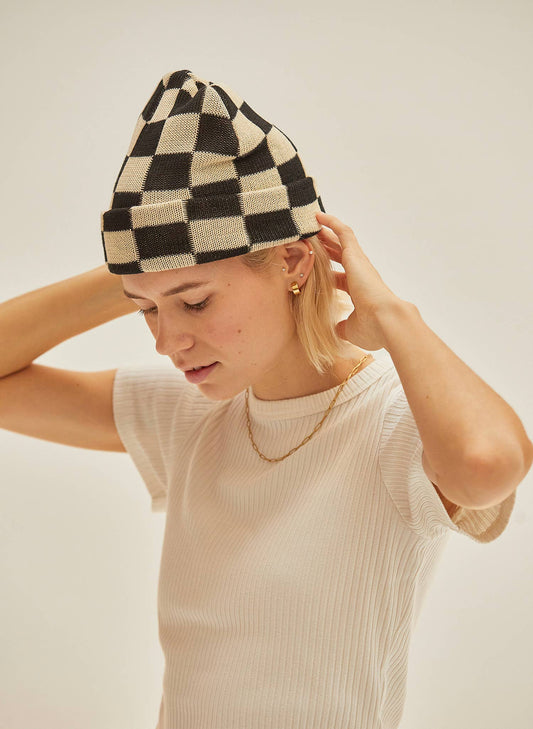 Checkerboard Hemp Beanie