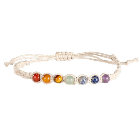 7 Chakra Crystal Gemstone Adjustable Hemp Bracelet