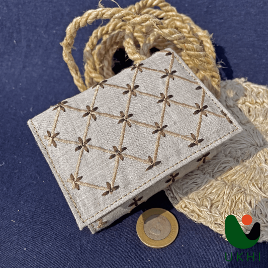 THTEESLLC Hemp Wallet Embroidered Tan
