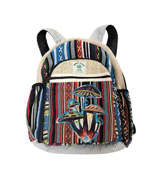 Small Mushroom Embroidered Hemp Backpack