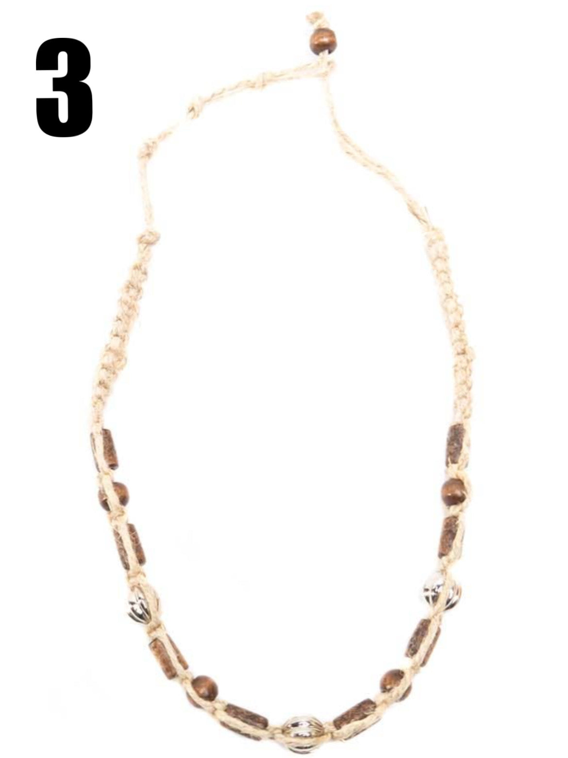 Hemp Necklace With Metal Beads