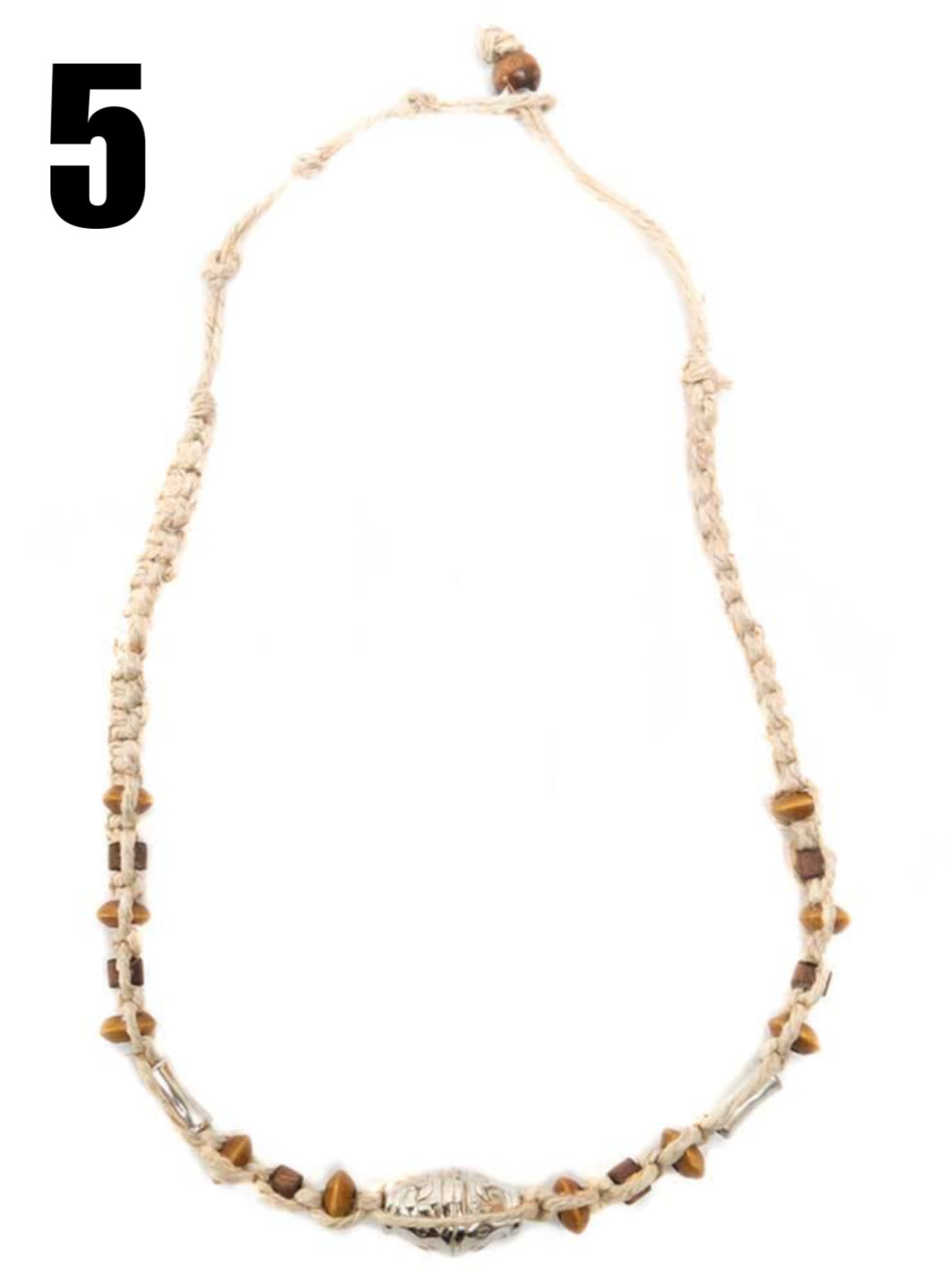 Hemp Necklace With Metal Beads